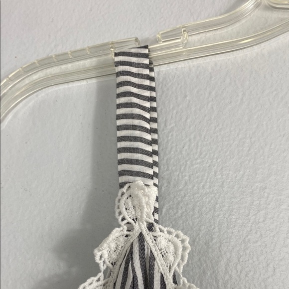 Sage Black and White Striped Lace Trim Romper - Picture 4 of 13